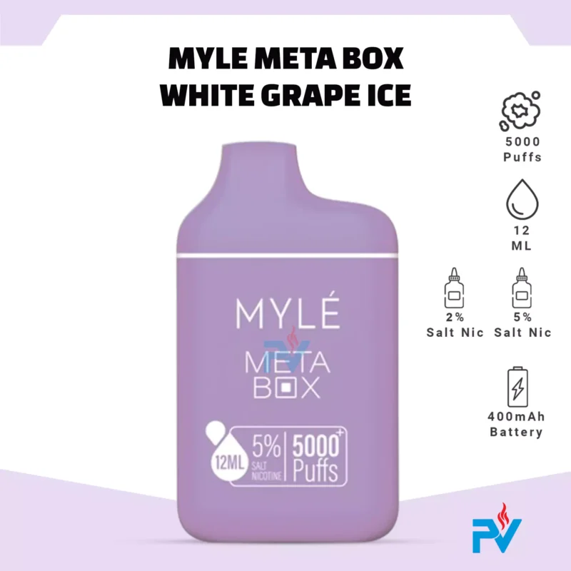 Myle Meta Box White Grape Ice Disposable Device