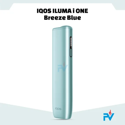Cool-toned azure blue aluminum body on pocket-sized IQOS ILUMA i ONE Breeze Blue
