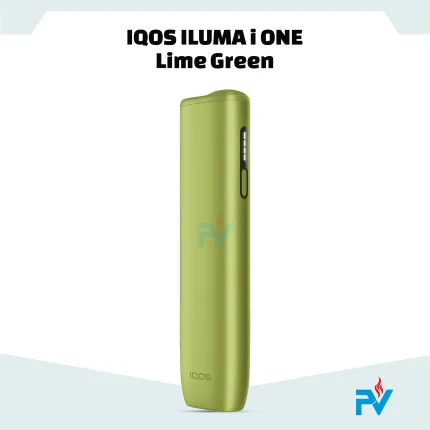 IQOS ILUMA i ONE Lime Green device styled alongside fresh modern tech accessories in Dubai