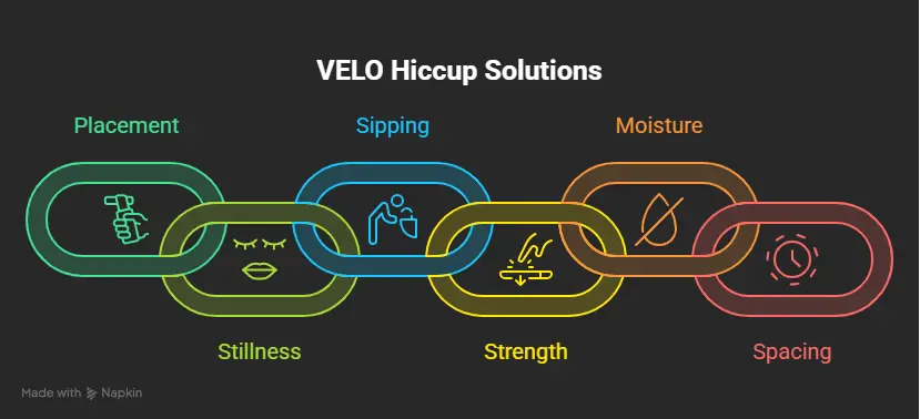 How to Stop VELO Hiccups and Excess Swallowing - visual guide
