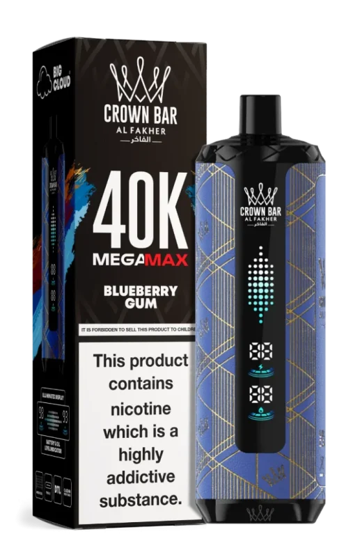 Al Fakher Crown Bar Blueberry Gum Mega Max 40000 Puffs