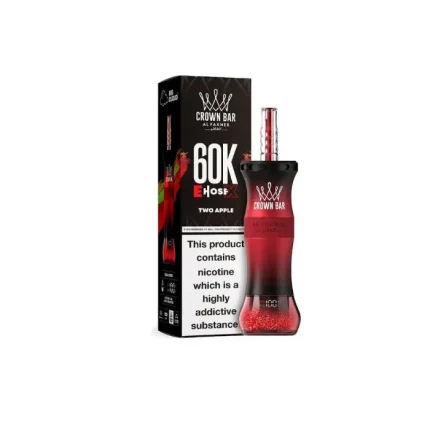 Al Fakher Crown Bar E-Hose 60000 Puffs Two Apple disposable vape with smart LED screen.