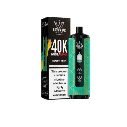 Al Fakher Crown Bar Mega Max 40000 Puffs Lemon Mint device displayed against a modern backdrop in the UAE