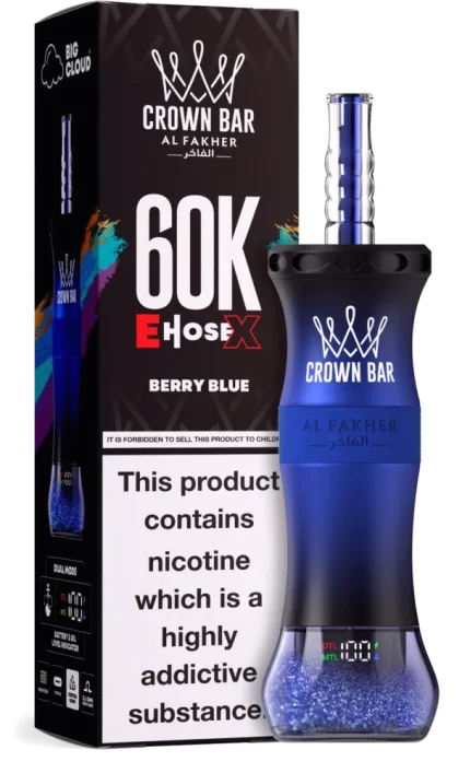 Al Fakher Crown Bar E-Hose 60000 Puffs Berry Blue vape with a sweet berry flavor profile