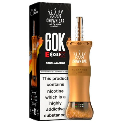 Al Fakher Crown Bar E-Hose 60000 Puffs Cool Mango disposable vape device with smart curved display screen